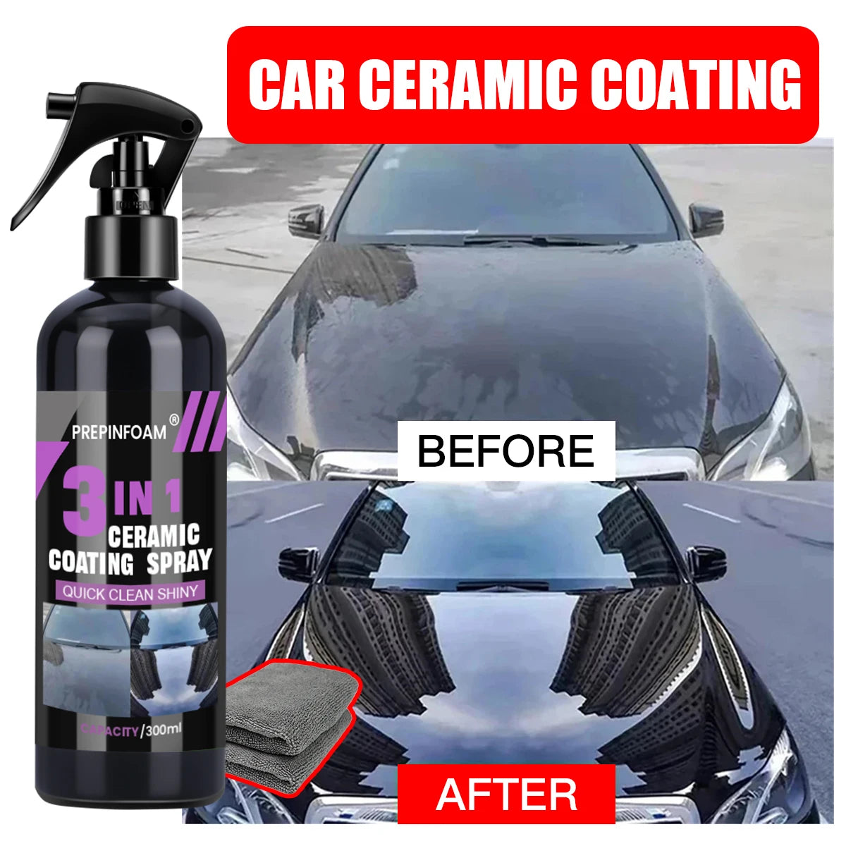 3 w 1 Ceramiczna powłoka nano samochodowa w płynie, Hydrofobowa warstwa polerska JMCARS SHOP
